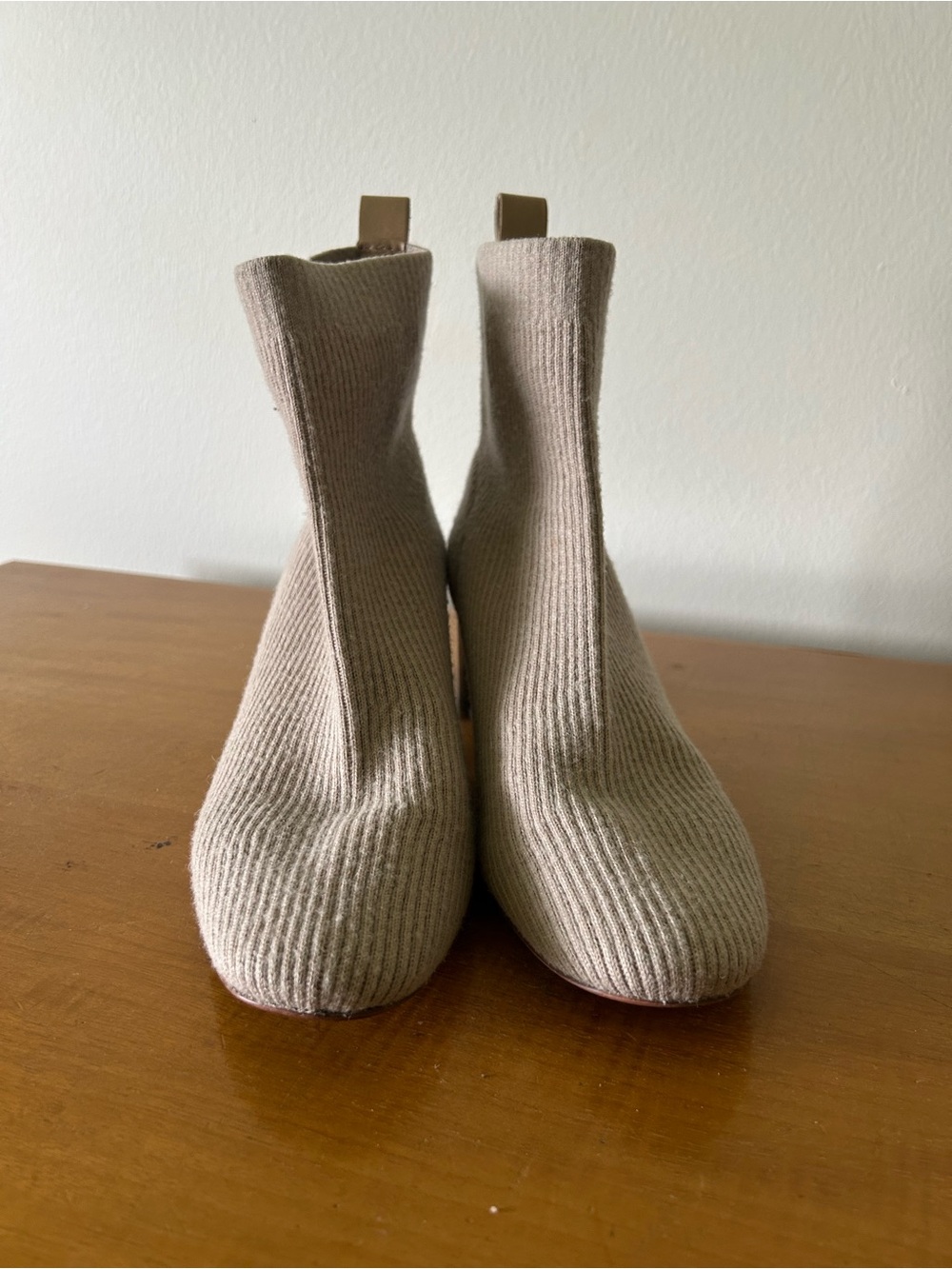 Everlane The Glove Boot Bone Sz 9 Women's Stretch Rib Knit Ankle Bootie Neutral - Picture 2 of 6